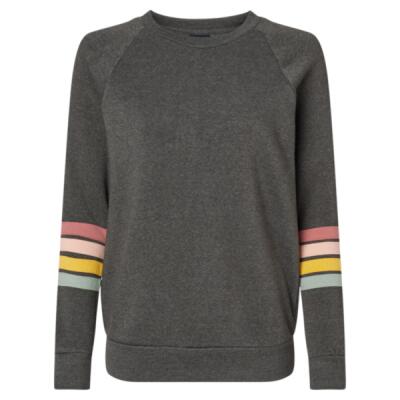 Women's Striped Sleeves Crewneck Sweatshirt Thumbnail
