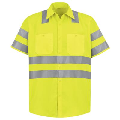Men's Tall High Visibility Safety Short Sleeve Work Shirt Thumbnail